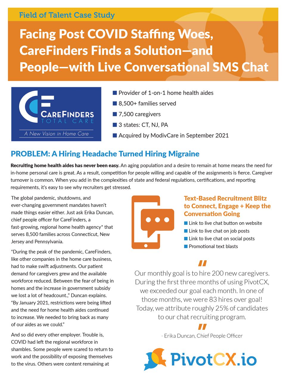Facing Post COVID Staffing Woes, CareFinders Finds a Solution—and People—with Live Conversational SMS Chat